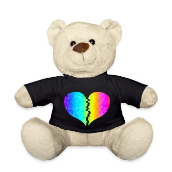 buntes Herz Regenbogenfarben - Teddy - Schwarz - Vorne