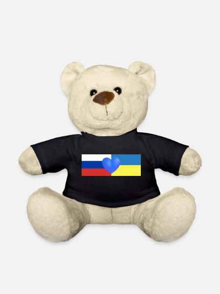 Love Wins Russia Ukraine - Teddy Bear - black