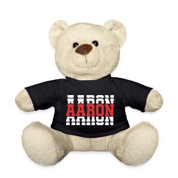 malietta Aaron T-Shirt Geschenkidee gestapelter Text - Teddy - Schwarz - Vorne