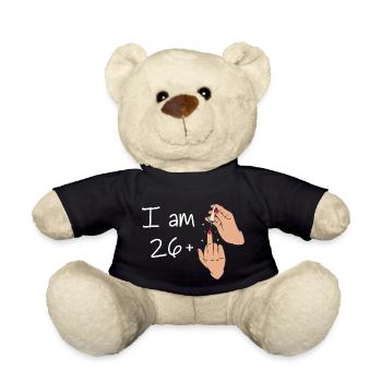 Ich bin 26 + 1 Mittelfinger Hemd Ich bin 26 plus, - Teddy - Schwarz - Vorne