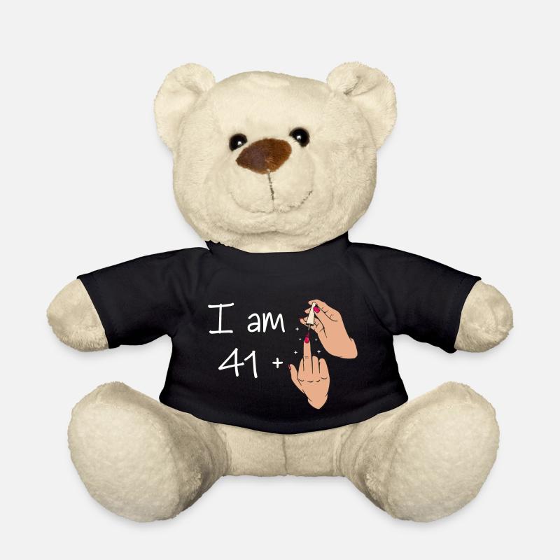 Ich bin 41 + 1 Mittelfinger Hemd Ich bin 41 plus, - Teddy - Schwarz