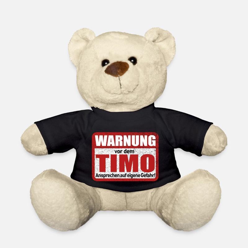 Timo Name Lustiges Warnschild - Teddy - Schwarz