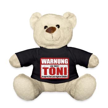Toni Name Lustiges Warnschild - Teddy - Schwarz - Vorne