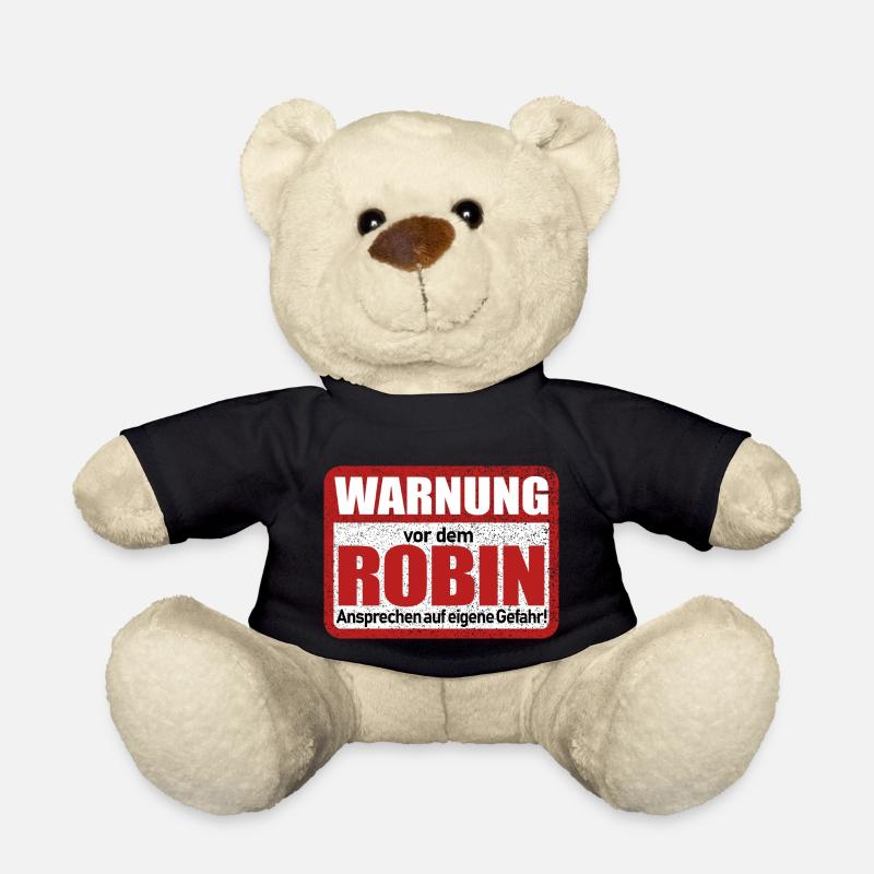 Robin Name Lustiges Warnschild - Teddy - Schwarz
