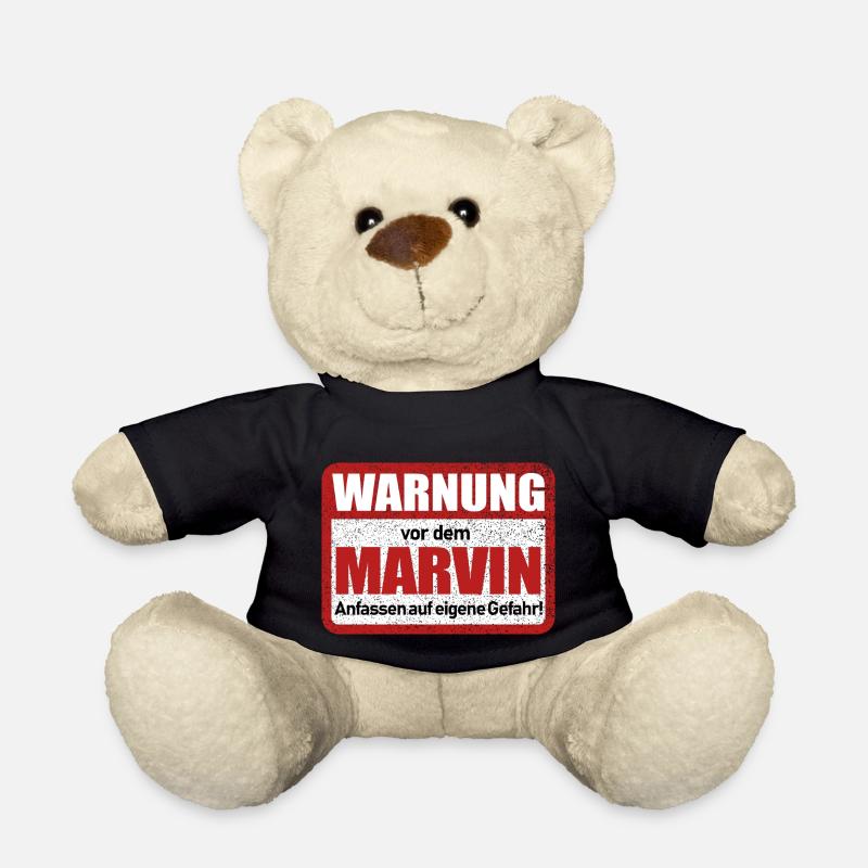 Marvin Name Lustiges Warnschild - Teddy - Schwarz