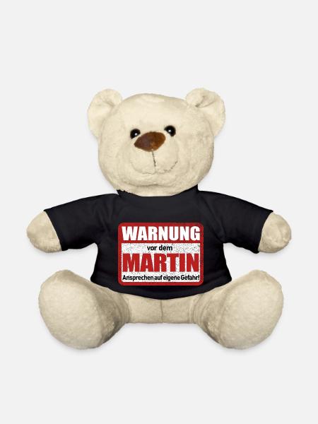 Martin Name Lustiges Warnschild - Teddy - Schwarz