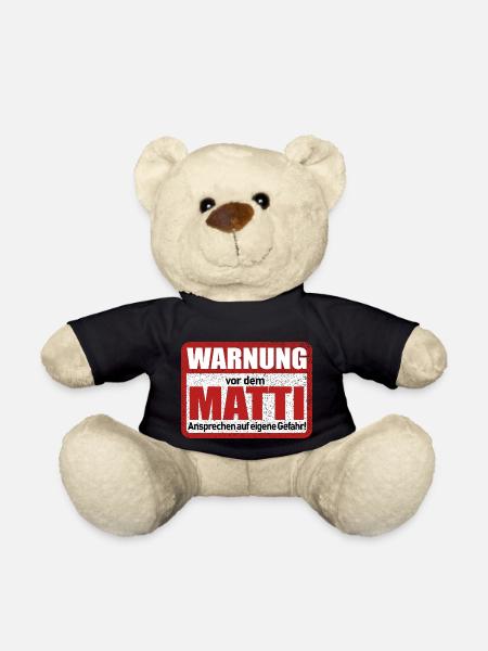 Matti Name Lustiges Warnschild - Teddy - Schwarz