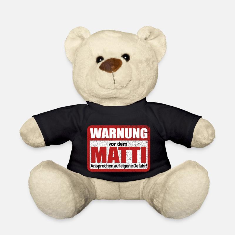 Matti Name Lustiges Warnschild - Teddy - Schwarz