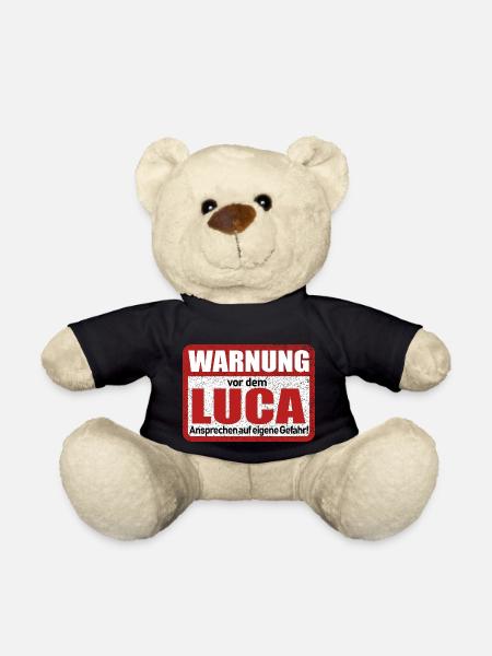 Luca Name Lustiges Warnschild - Teddy - Schwarz