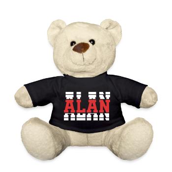 T-Shirt Alan T-Shirt Geschenkidee gestapelter Text - Teddy - Schwarz - Vorne