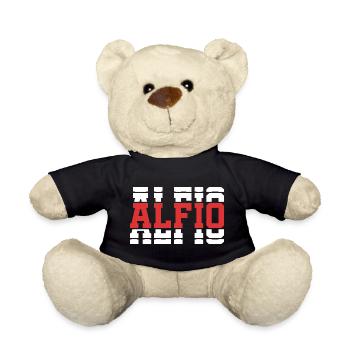 Alfio t-shirt gift idea stacked text - Teddy Bear - black - Front