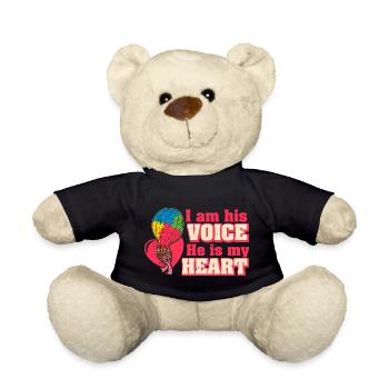Balloon Autistic Autism Voice Heart Puzzle Piece - Teddy Bear - black - Front
