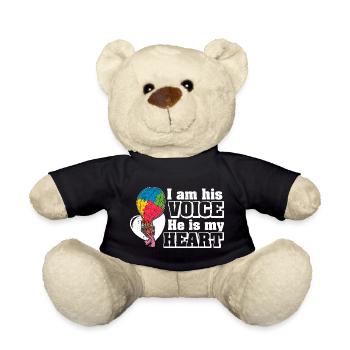 Balloon Autistic Autism Voice Heart Puzzle Piece - Teddy Bear - black - Front