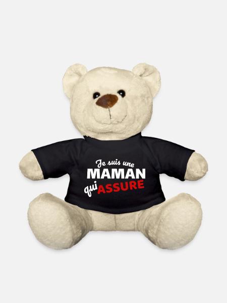 Maman qui Assure quote - Expression Empowerment - Teddy Bear - black