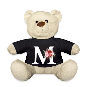Roter Blumenbuchstabe M - Teddy - Schwarz - Vorne