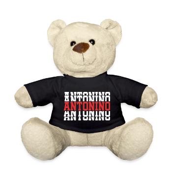 t-shirt Antonino stacked text gift t-shirt - Teddy Bear - black - Front