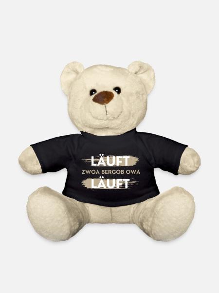 läuft zwoa bergob owa läuft, lustiger Spruch - Teddy - Schwarz