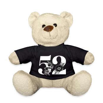 Numéro 52 floral noir - 52e anniversaire floral - Nounours - noir - Devant