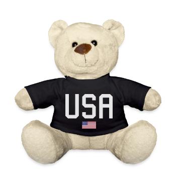 TEAM USA amerikanische Flagge Fahne unter Schrift - Teddy - Schwarz - Vorne