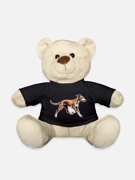 Dynamic Greyhound Running Illustration - Teddy Bear - black