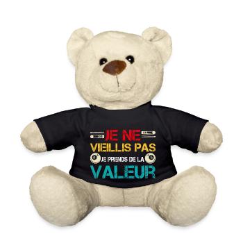 Je ne vieillis pas, je prends de la valeur - Nounours - noir - Devant