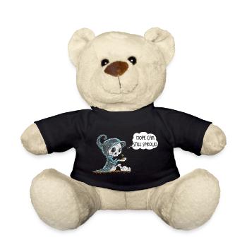 Skelett Hält Pflanze Hoffnung Entstehung Spruch - Teddy - Schwarz - Vorne