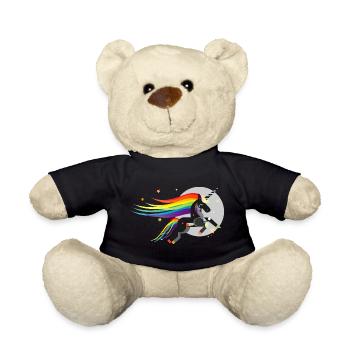 Schwarzes Einhorn – Mystisch und farbenfroh - Teddy - Schwarz - Vorne