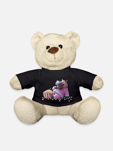 Nilpferd mit Popcorn - Teddy - Schwarz