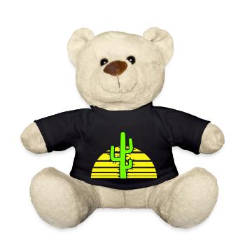 Cactus Sun Prickly Night Desert Sunset - Teddy Bear - black - Front