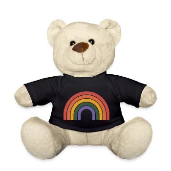 Retro Regenbogen Bogen Druck - Teddy - Schwarz - Vorne