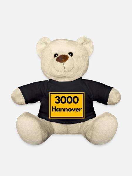 Ortsschild - damals Retro urban PLZ 3000 Hannover - Teddy - Schwarz
