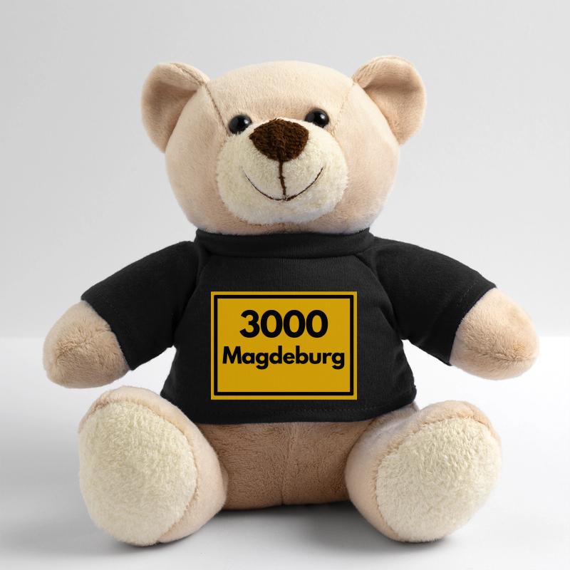 Place sign - then retro old zip code 3000 Magdeburg Teddy Bear