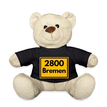 Place sign - then retro old zip code 2800 BREMEN - Teddy Bear - black - Front