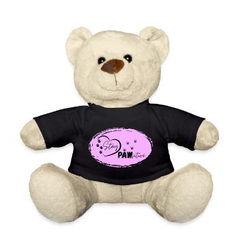 Hundeherz Motiv mit Pfotenspuren, Stay Pawsitive, - Teddy - Schwarz - Vorne