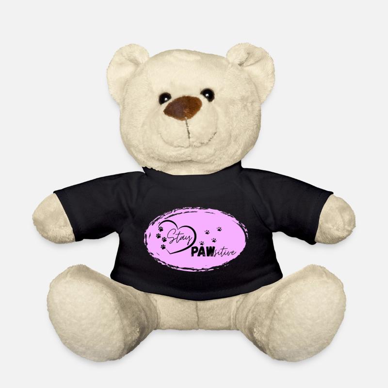 Motif de coeur de chien avec des marques de patte, Stay Pawsitive, - Nounours - noir