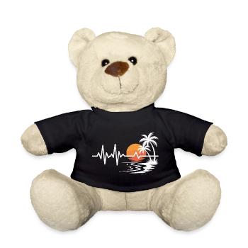 Sonnenuntergang mit Palmen und Herzschlag - Teddy - Schwarz - Vorne