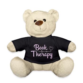 Book Therapy Bücher Lesen Spruch - Teddy - Schwarz - Vorne