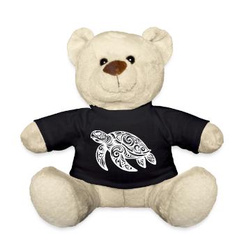Tribal Magie – Schildkröte aus Ornamenten - Teddy - Schwarz - Vorne