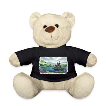 Scottish Highlands Eilean Donan Castle Loch Art - Teddy Bear - black - Front