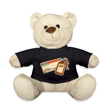 Vintage Flugticket Gepäckanhänger Design - Teddy - Schwarz - Vorne