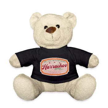 Harrachov Czech Czechia Ski Label Retro - Teddy Bear - black - Front