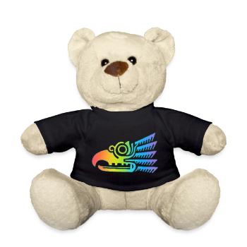 Multicolor tribal bird head - Teddy Bear - black - Front