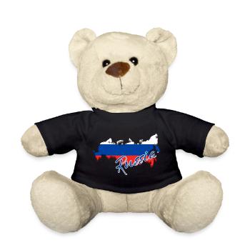 Carte avec le drapeau de la Russie, j’adore la Russie - Nounours - noir - Devant