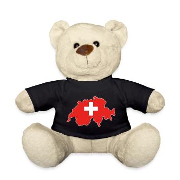 Schweiz Flagge Karte - Teddy - Schwarz - Vorne