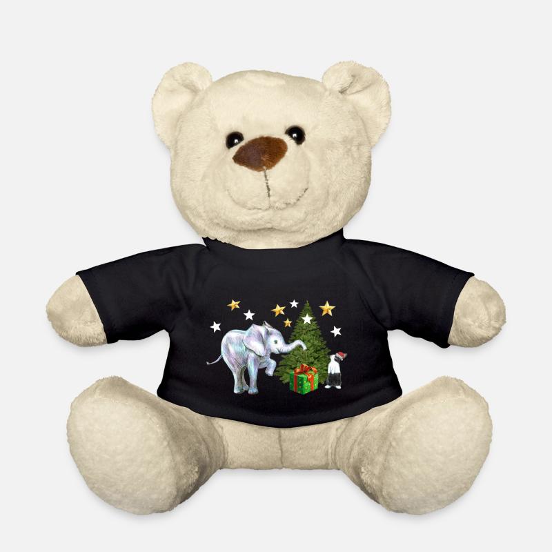 Christmas ,Elephant, Hare, Merry Christmas - Teddy Bear - black