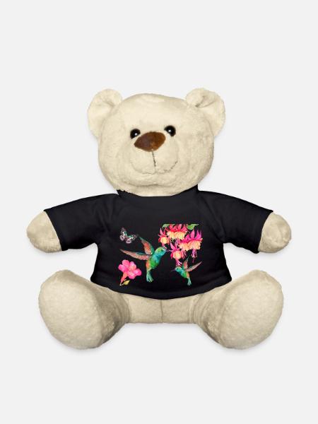 Kolibris und Schmetterling unter Fuchsien - Teddy - Schwarz