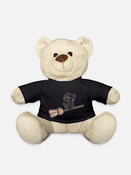 Katze Hexenbesen - Teddy - Schwarz