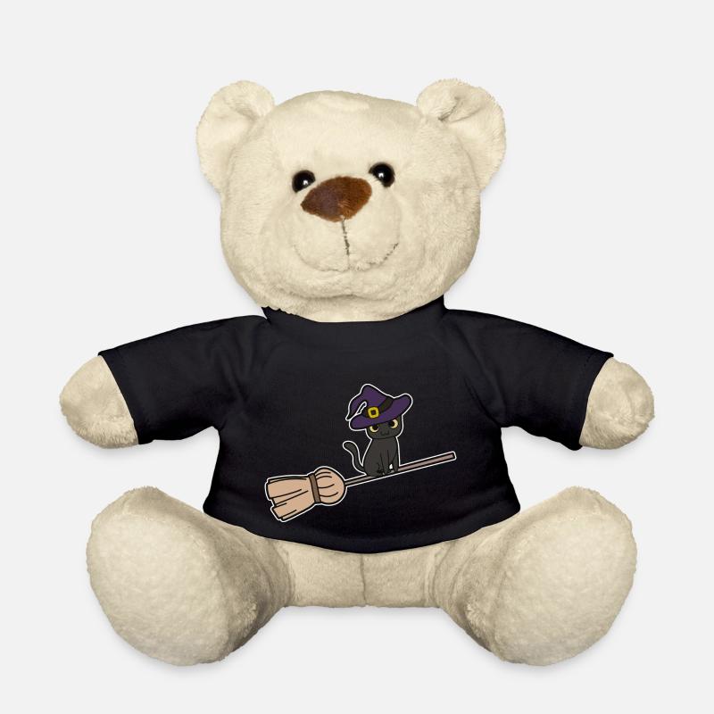 Katze Hexenbesen - Teddy - Schwarz
