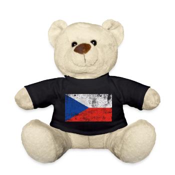 Drapeau Tchéquie Drapeau Grunge Retro Vintage - Nounours - noir - Devant
