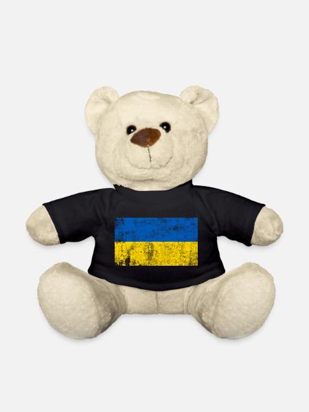 Drapeau Ukraine Drapeau Grunge Rétro Vintage - Nounours - noir